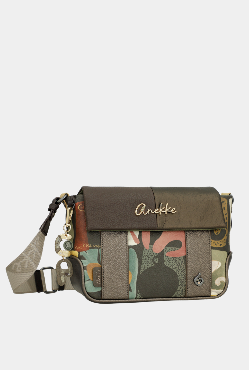 Anekke Bandolera Con Solapa Estampada - Amphora