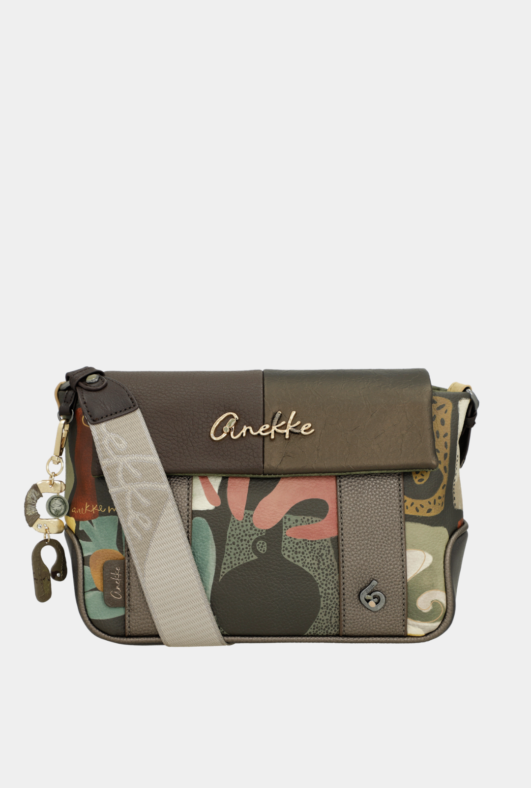 Anekke Bandolera Con Solapa Estampada - Amphora