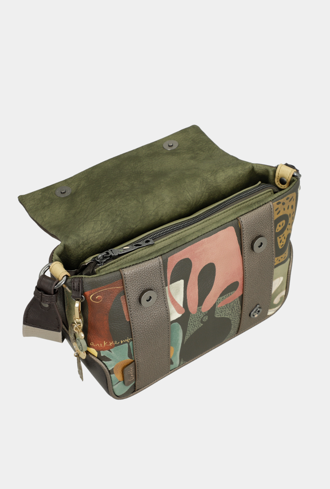 Anekke Bandolera Con Solapa Estampada - Amphora