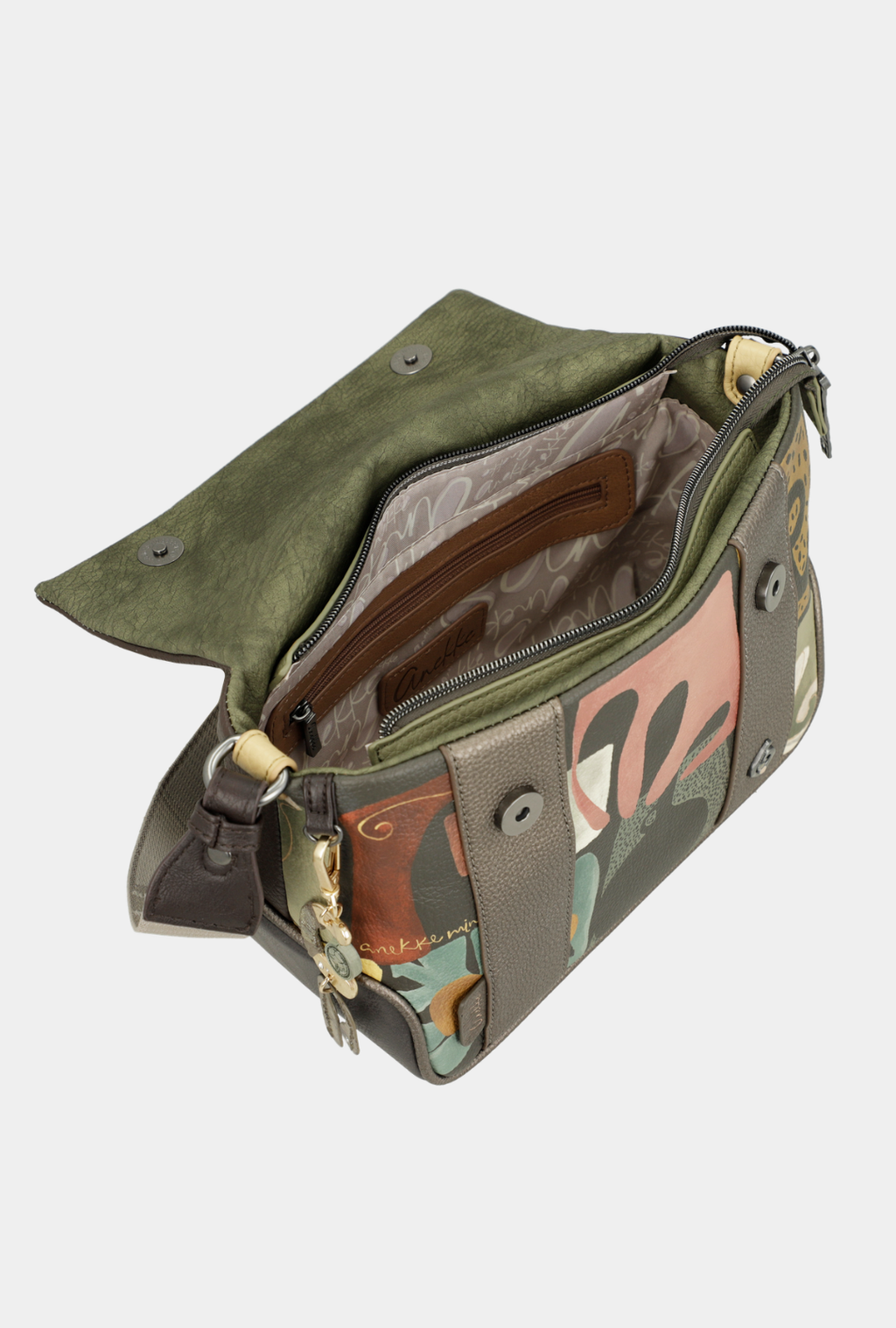 Anekke Bandolera Con Solapa Estampada - Amphora