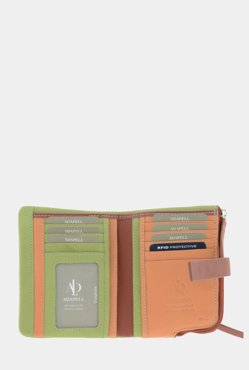 Adapell Cartera Piel RFID 14cm - Brisa Verde Sage