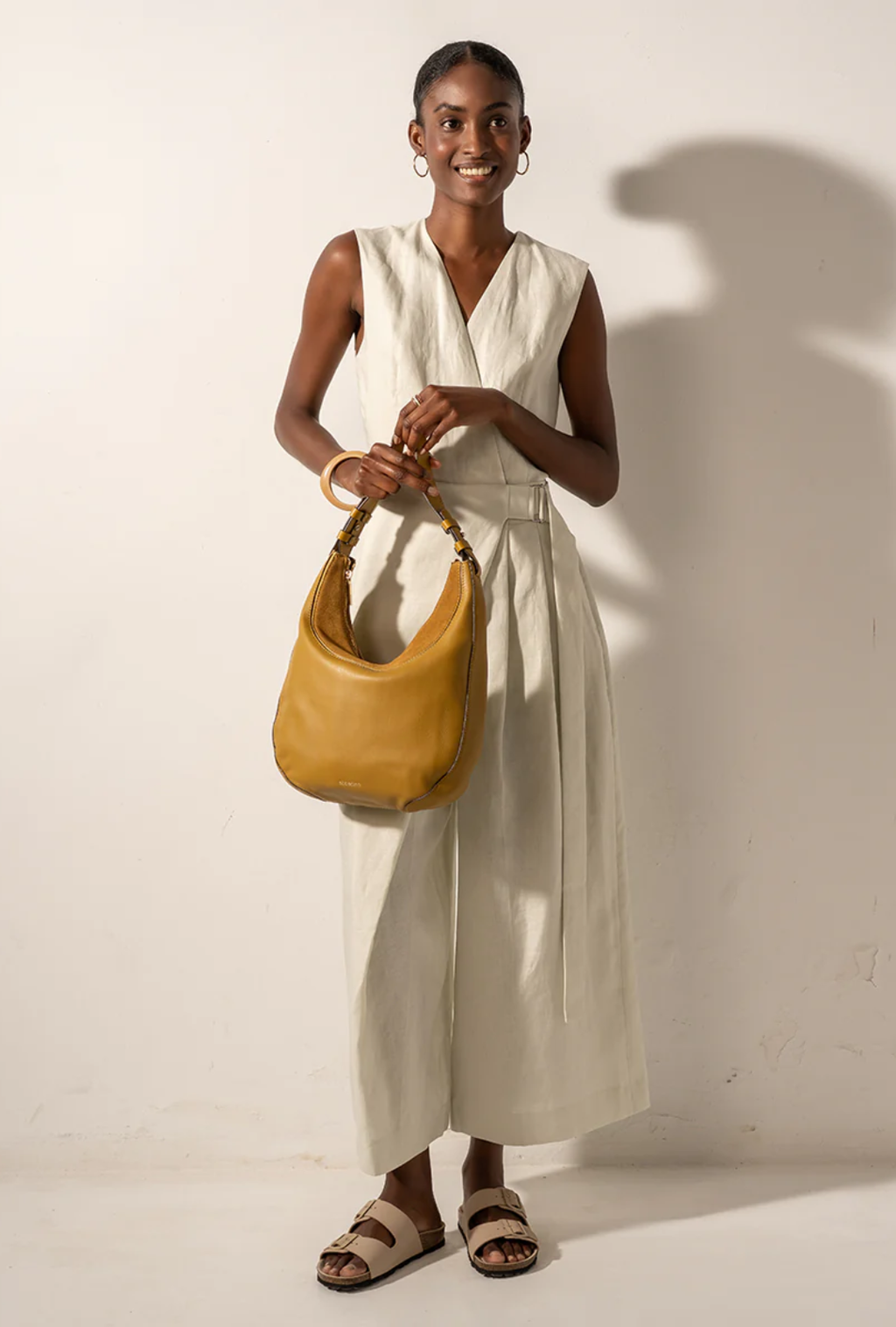 Abbacino Bolso De Hombro En Piel Y Serraje Amarillo