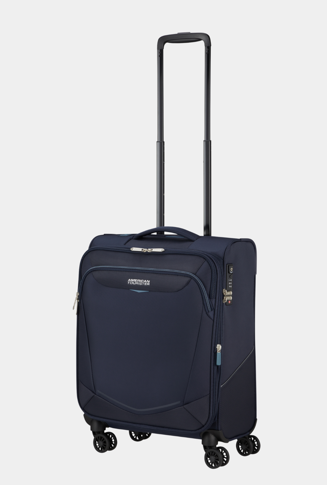 Detalle del asa telescópica en maleta American Tourister SummerRide cabina color Navy