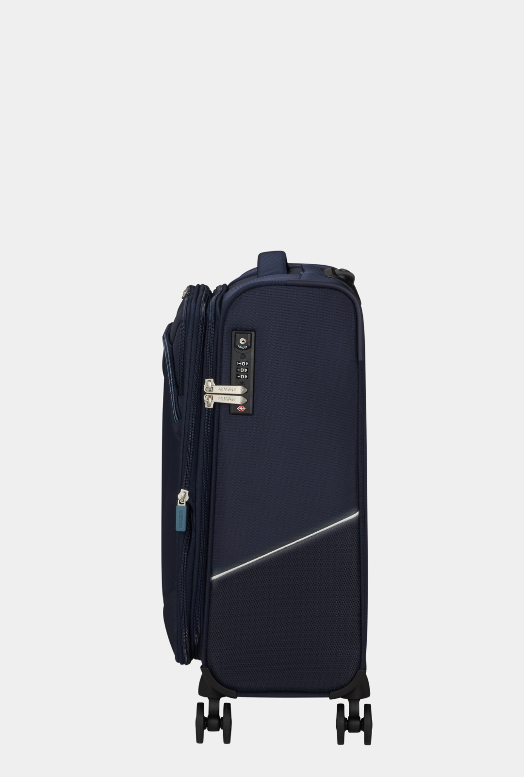Vista lateral de la maleta American Tourister SummerRide cabina 55/23 cm color Navy