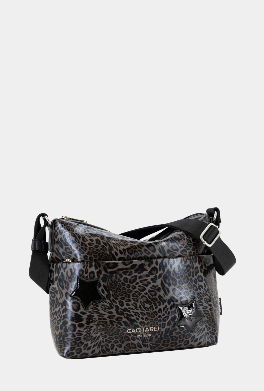 Vista frontal del Cacharel Bolso Bandolera Animal Print Gris Oscuro.