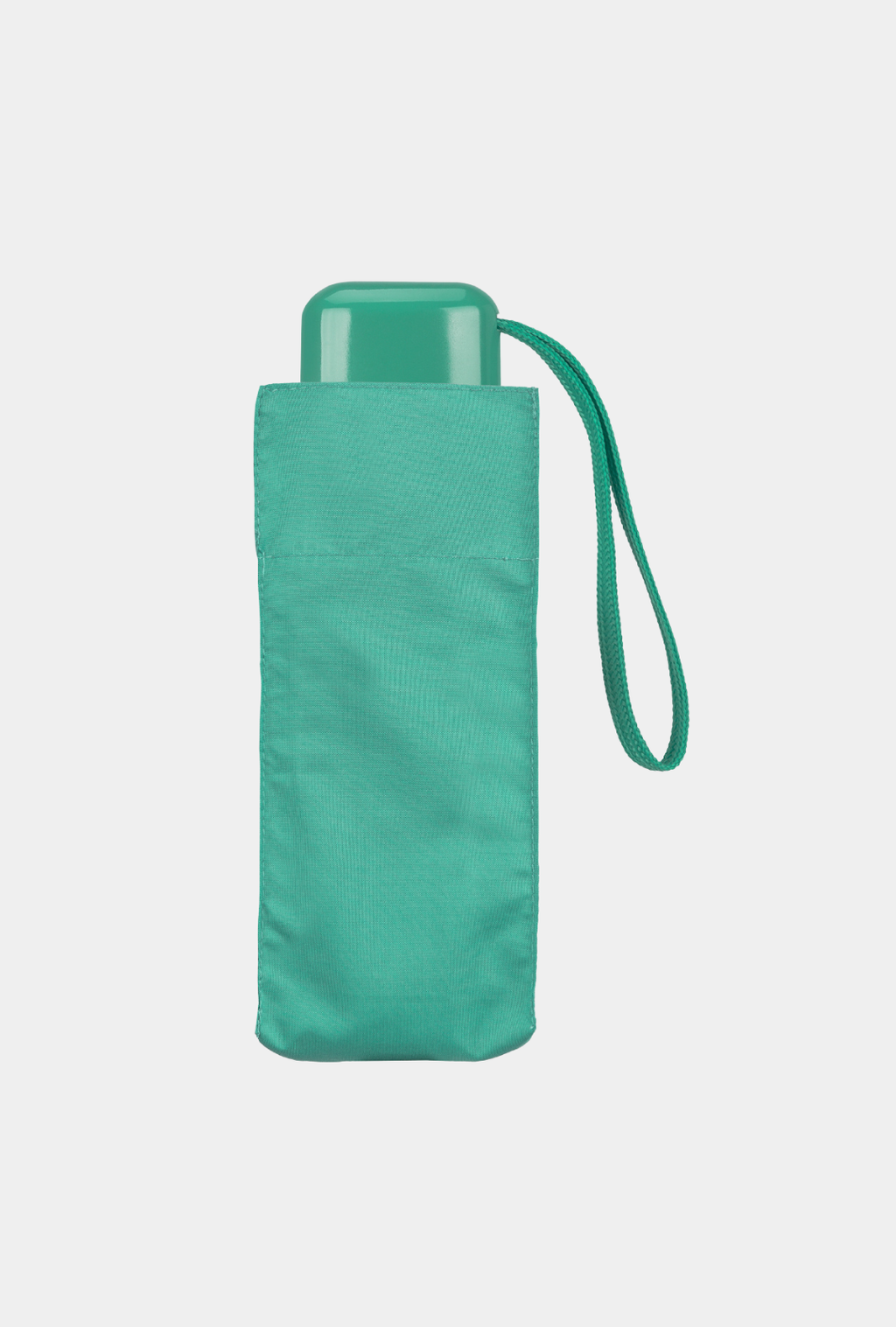 Paraguas plegable Cacharel con protección solar UPF 50+ color verde agua plegado