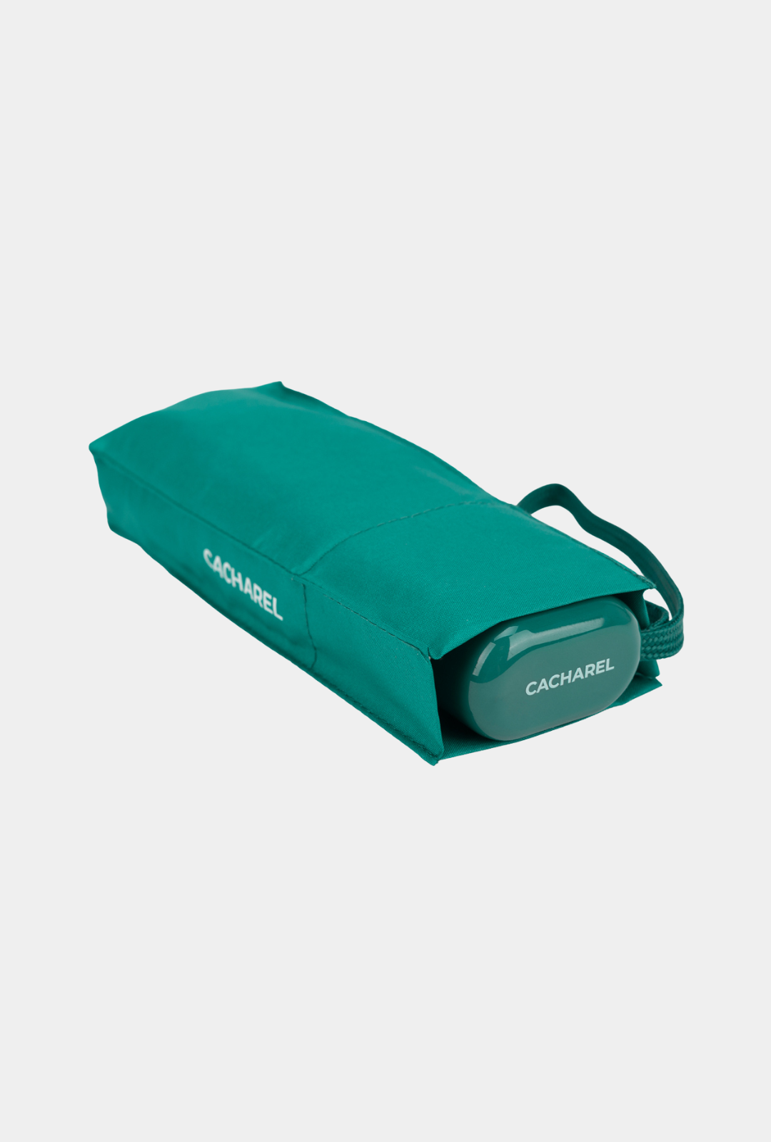 Paraguas plegable Cacharel con protección solar UPF 50+ color verde petróleo con funda