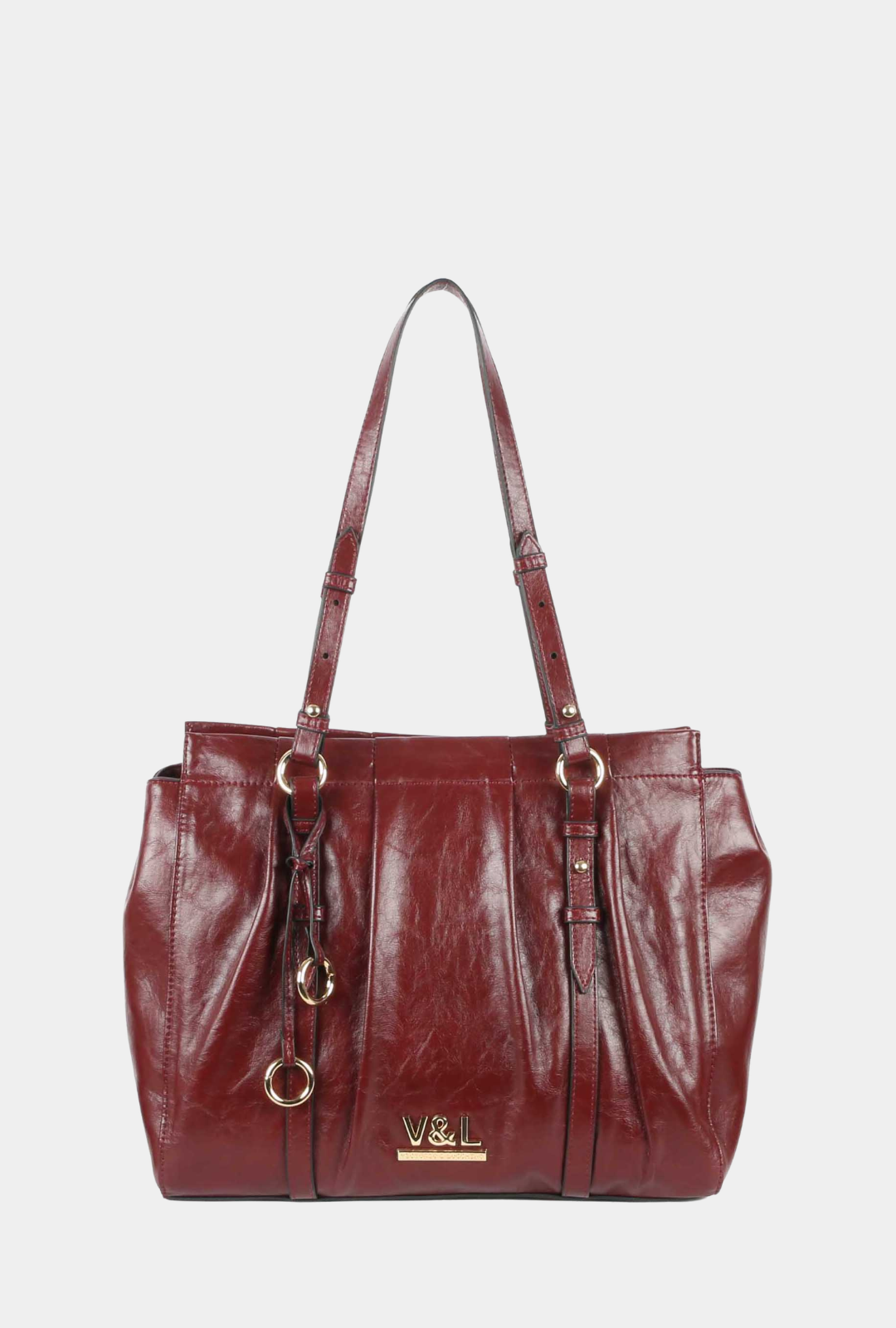 Vista frontal del Victorio & Lucchino Shopper Olivo Burdeos.